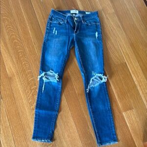 Frame Denim Blue Skinny Ripped Jeans